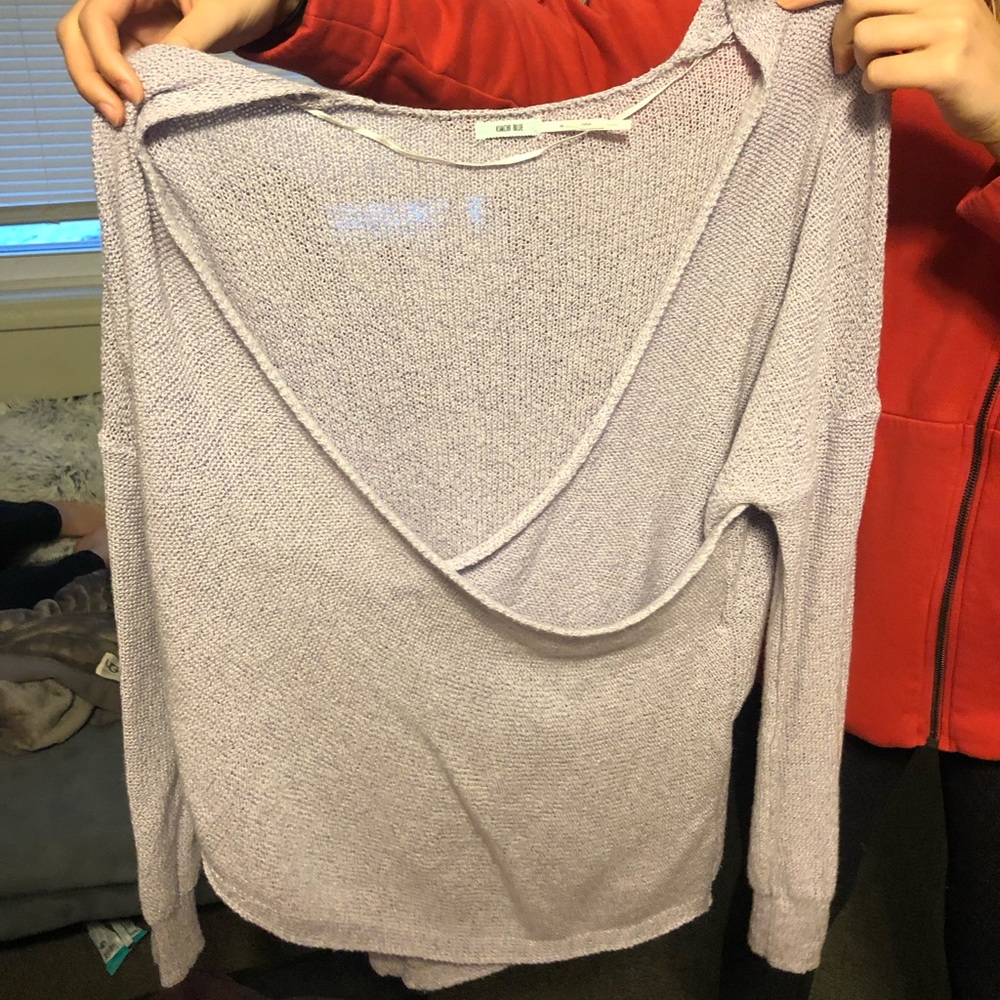 Urban Outfitters Lilac deep neck cross sweater